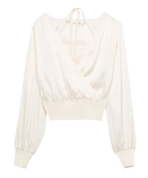 V-collar long-sleeves top