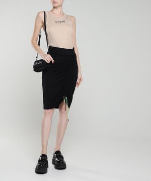 Side tie fastening asymmetric skirt