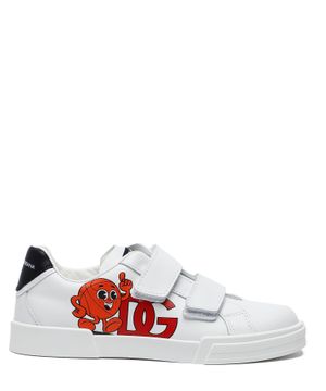 Leather sneakers with logo print