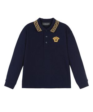 Logo embroidered long-sleeve polo shirt