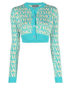 Versace print long sleeve cardigan