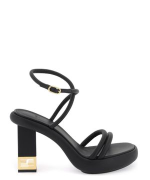 Baguette logo shaped heel sandals