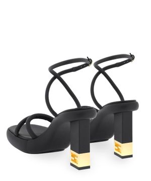 Baguette logo shaped heel sandals