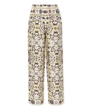 Elastic waist trousers with print