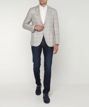 Checkered straight-fit blazer