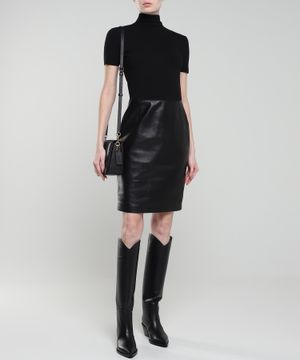 Wool and leather mini dress