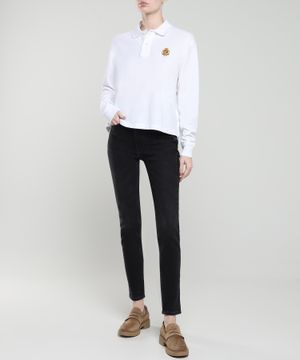 Embroidered long-sleeve polo