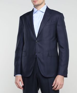 Striped straight-fit double button fastening suit