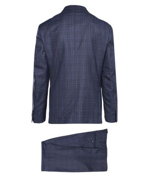 Checkered wool suit with button fastening