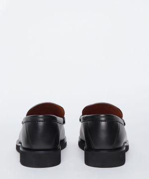 Strap detail leather loafers