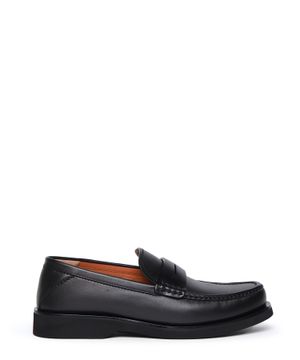 Strap detail leather loafers