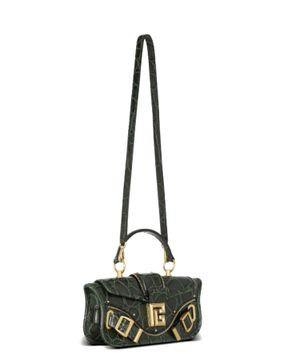 Crocodile skin effect leather bag with logo detail