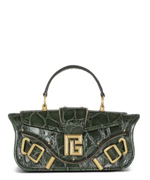 Crocodile skin effect leather bag with logo detail