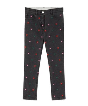 Denim trousers with heart detail