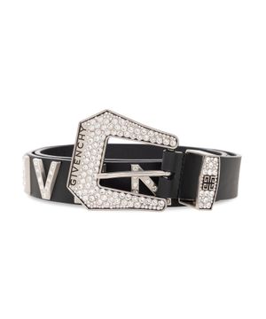 Crystals embellished leather belt