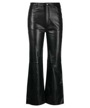 Flared leather trousers