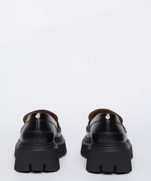 Strap upper detail leather loafers