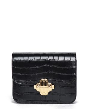 Crocodile effect leather shoulder bag