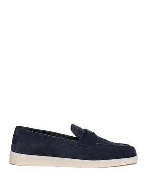 Suede loafers with logo