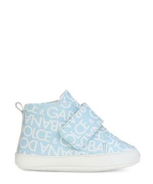 Leather sneakers with logo print