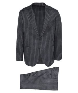 Striped wool suit with button fastening