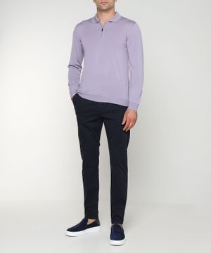 Long sleeve polo with classic collar