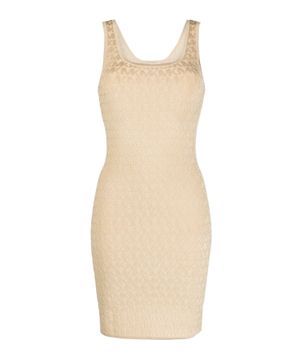 Logo embroidery embellished sleeveless dress