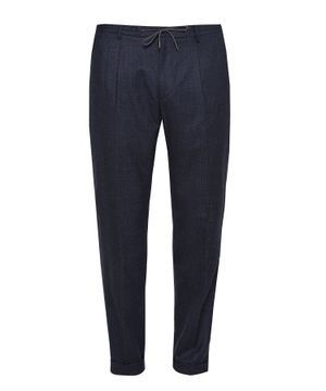 Elastic waist wool trousers