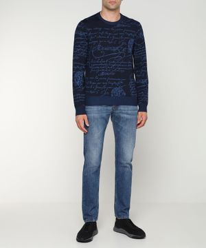 Round neck Scritto jumper with long sleeves