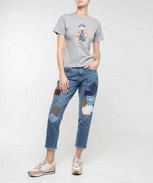 Patchwork-design jeans