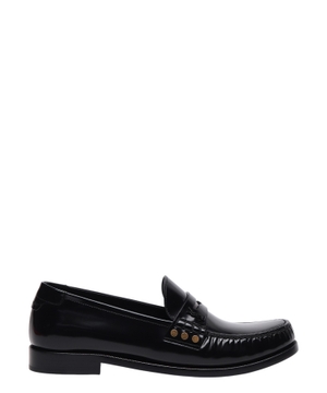 Almond-toe leather loafers