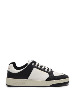 Low-top sneakers in smooth and grained leather