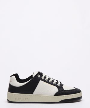 Low-top sneakers in smooth and grained leather