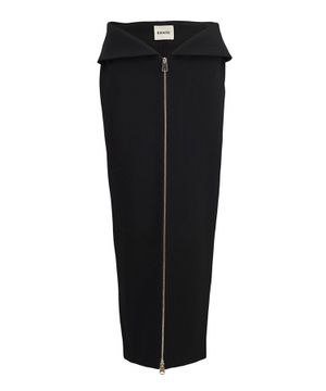 Front zip fastening midi skirt