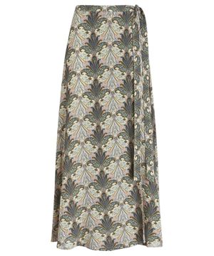 Paisley printed high-waist midi skirt