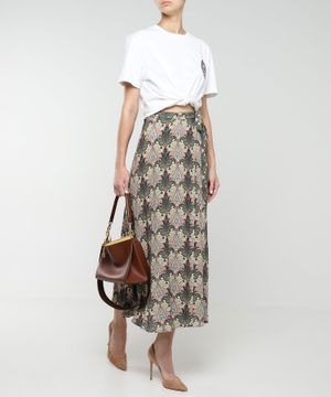 Paisley printed high-waist midi skirt