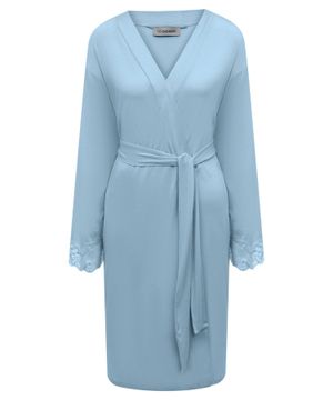 Lace trim belted robe