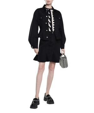 Fluted long-sleeve denim jacket