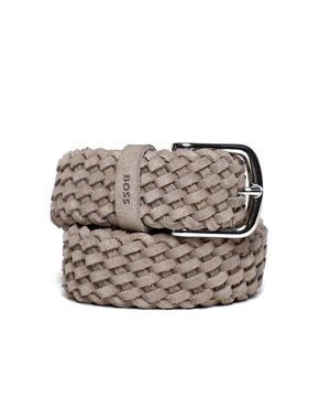 Woven design leather belt