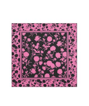 Floral silhouette large silk foulard