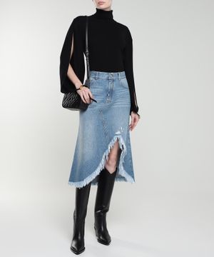 Asymmetric design denim skirt