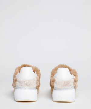 Sneakers designed with faux fur