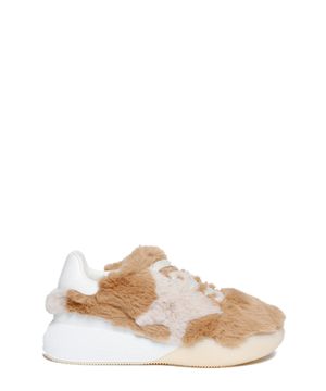 Sneakers designed with faux fur