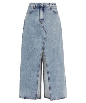 High-waist midi denim skirt