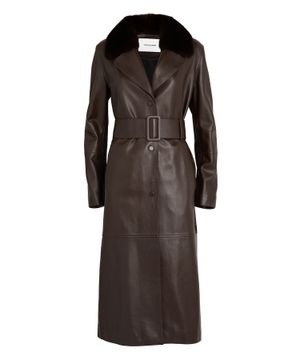 Belted leather coat