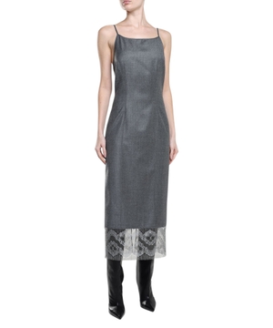 Lace design wool dress