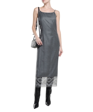 Lace design wool dress