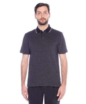 Short sleeve polo with button collar