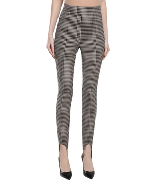 Slim-fit checkered trousers with stirrup hems