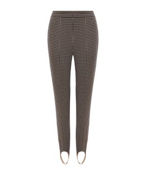 Slim-fit checkered trousers with stirrup hems